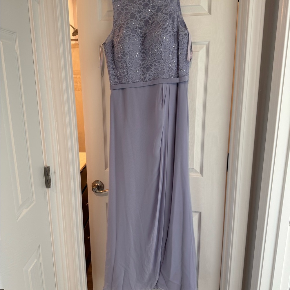 Mori Lee Purple Scoop Neck Sleeveless Gown